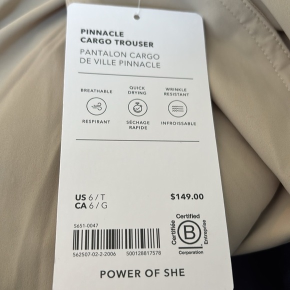 NWT‼️ATHLETA Pinnacle cargo trouser size 6 tall - Picture 8 of 10